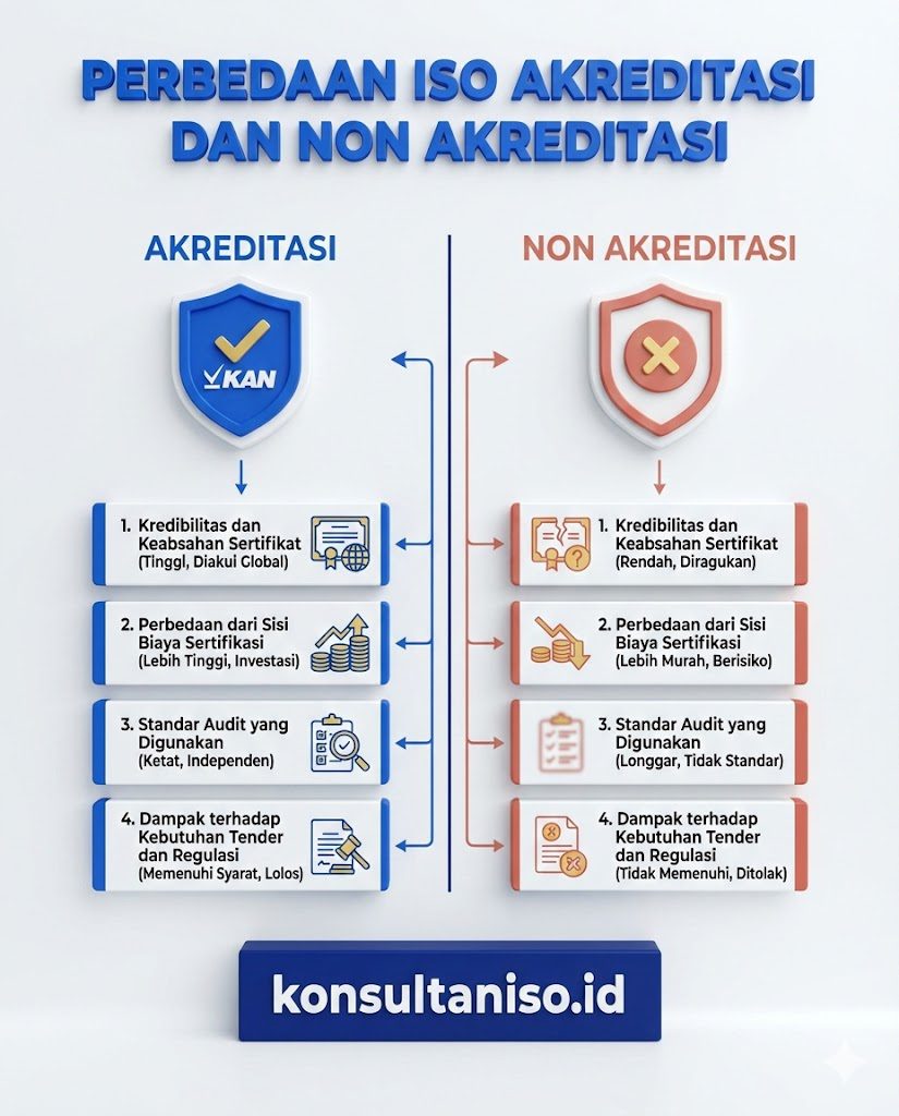 Perbedaan ISO akreditasi dan non akreditasi pada sertifikasi perusahaan