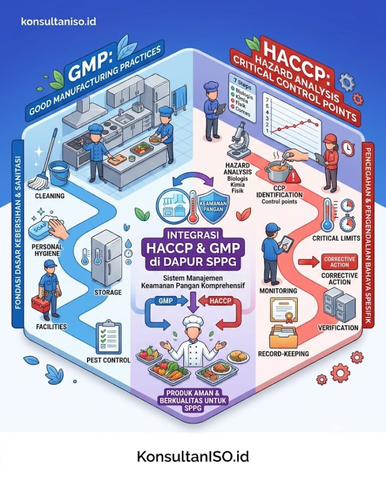Perbedaan HACCP dan Good Manufacturing Practices (GMP) di dapur Satuan Pelayanan Pemenuhan Gizi (SPPG) bersama konsultaniso.id