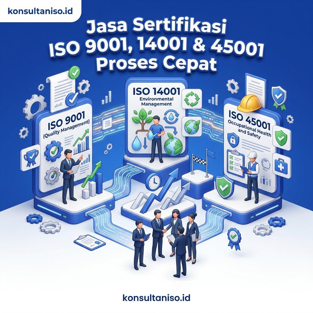 Jasa sertifikasi ISO 9001 14001 dan 45001 proses cepat dan profesional