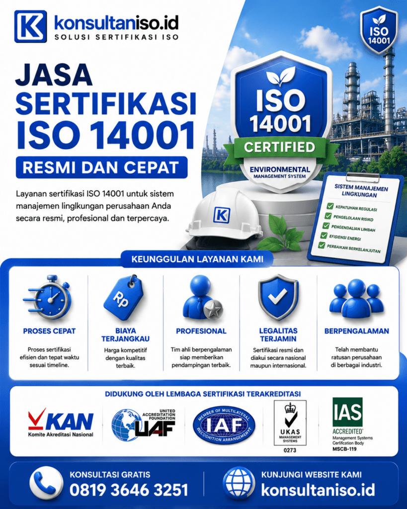 Jasa sertifikasi ISO 14001 resmi dan cepat untuk perusahaan industri