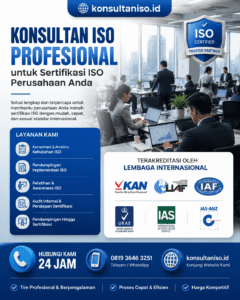 Konsultan ISO profesional sedang mendampingi tim perusahaan dalam proses sertifikasi ISO
