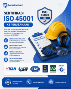 Konsultan ISO 45001 membantu perusahaan menerapkan sistem manajemen keselamatan dan kesehatan kerja sesuai standar internasional