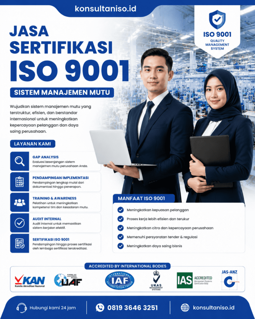 Jasa sertifikasi ISO 9001 sistem manajemen mutu terpercaya
