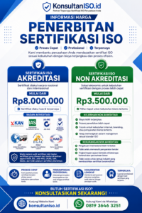 Biaya penerbitan sertifikasi ISO akreditasi mulai Rp8 juta dan non akreditasi mulai Rp3,5 juta