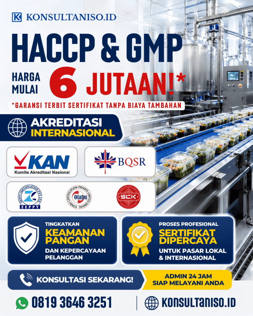 HACCP dan GMP mulai 6 jutaan untuk industri pangan