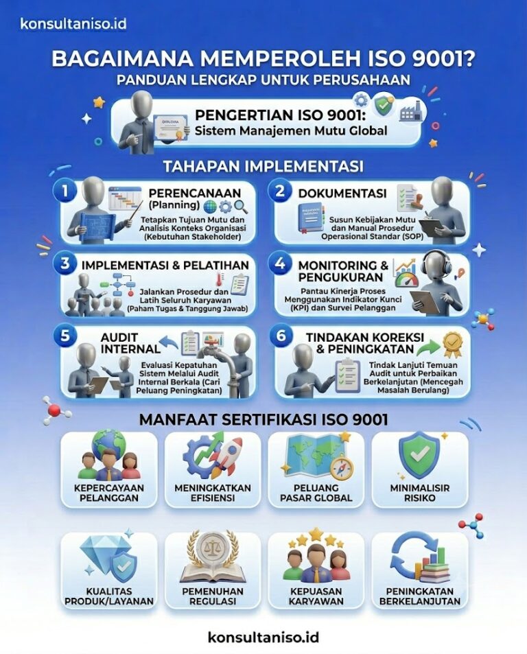 ahapan memperoleh sertifikasi ISO 9001 mulai dari implementasi hingga audit sertifikasi.